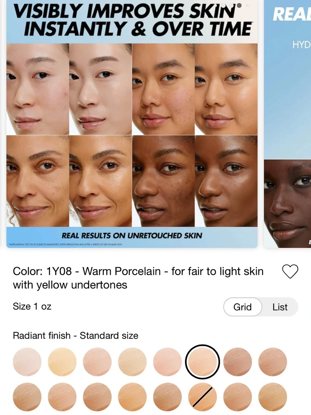 Makeup Forever HD Skin Hydra Glow Foundation - 1Y08 Warm Porcelain Fair to Light